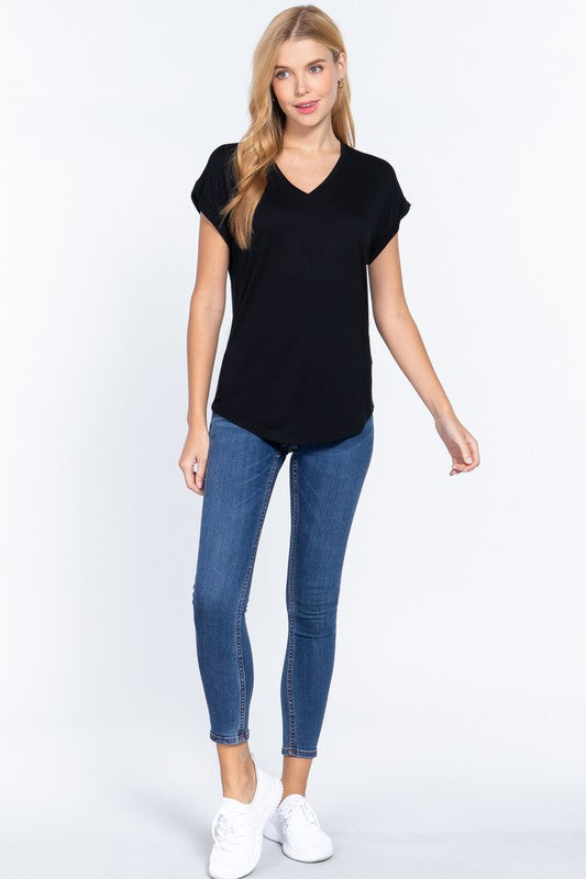 V-NECK DOLMAN SLEEVE TOP