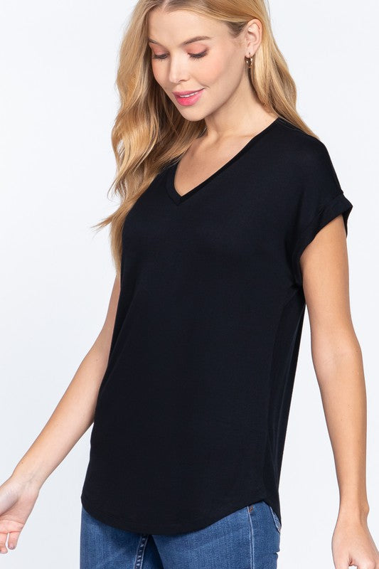 V-NECK DOLMAN SLEEVE TOP
