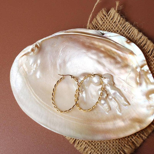 TWISTED HOOP 18K GOLD PLATED EARRINGS