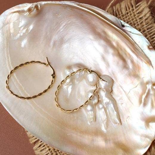 TWISTED HOOP 18K GOLD PLATED EARRINGS