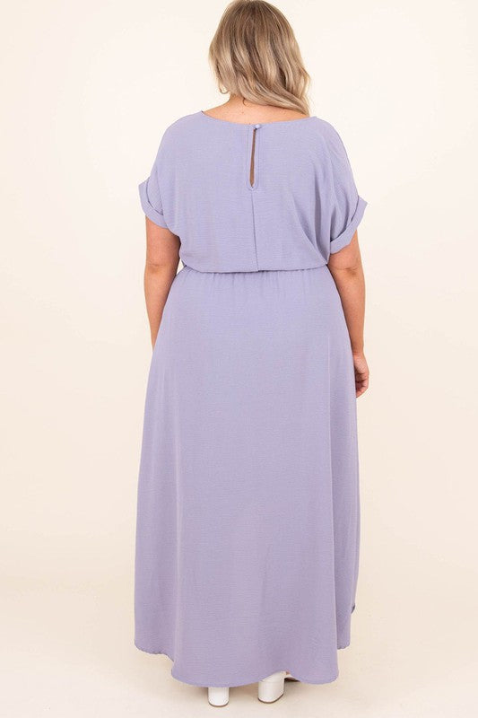 HIGH LOW CUFFED SLEEVE MAXI DRESS
