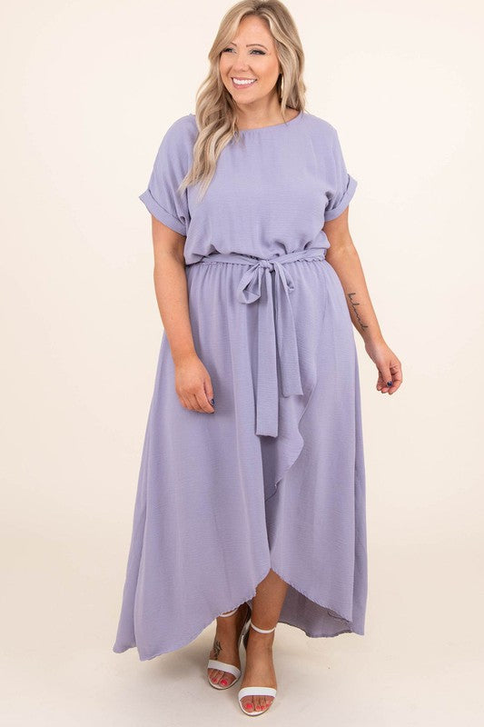 HIGH LOW CUFFED SLEEVE MAXI DRESS