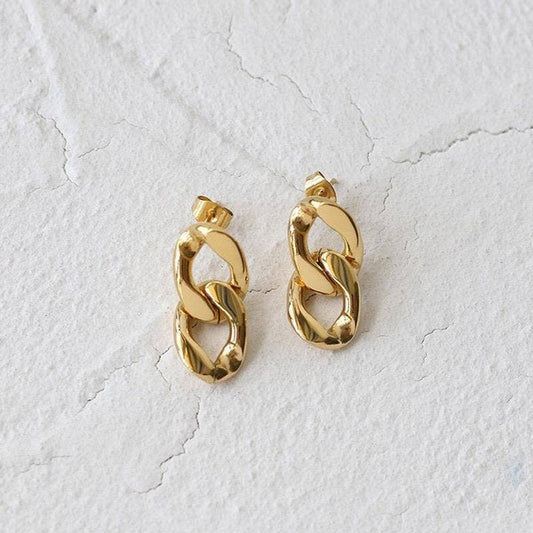 CHAIN LINK 18K GOLD PLATED DROP EARRINGS