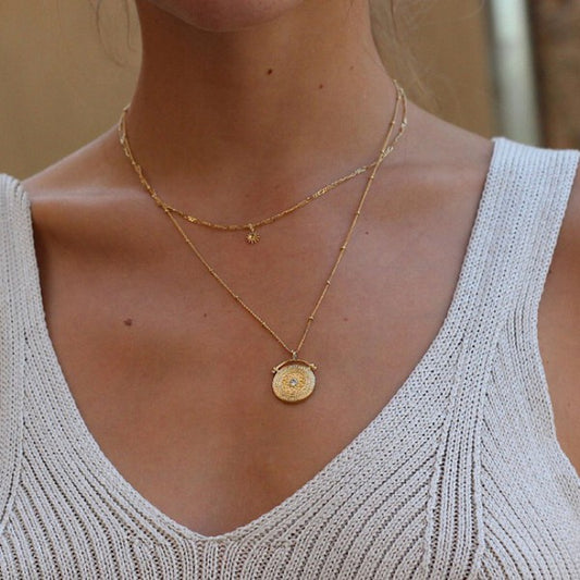 DARLING DOUBLE LAYERED 18K GOLD PLATED NECKLACE